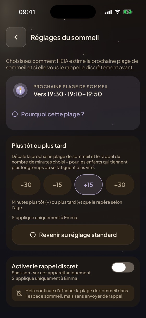 Espace sommeil dans Heia : proposition pour la prochaine fenêtre d’éveil